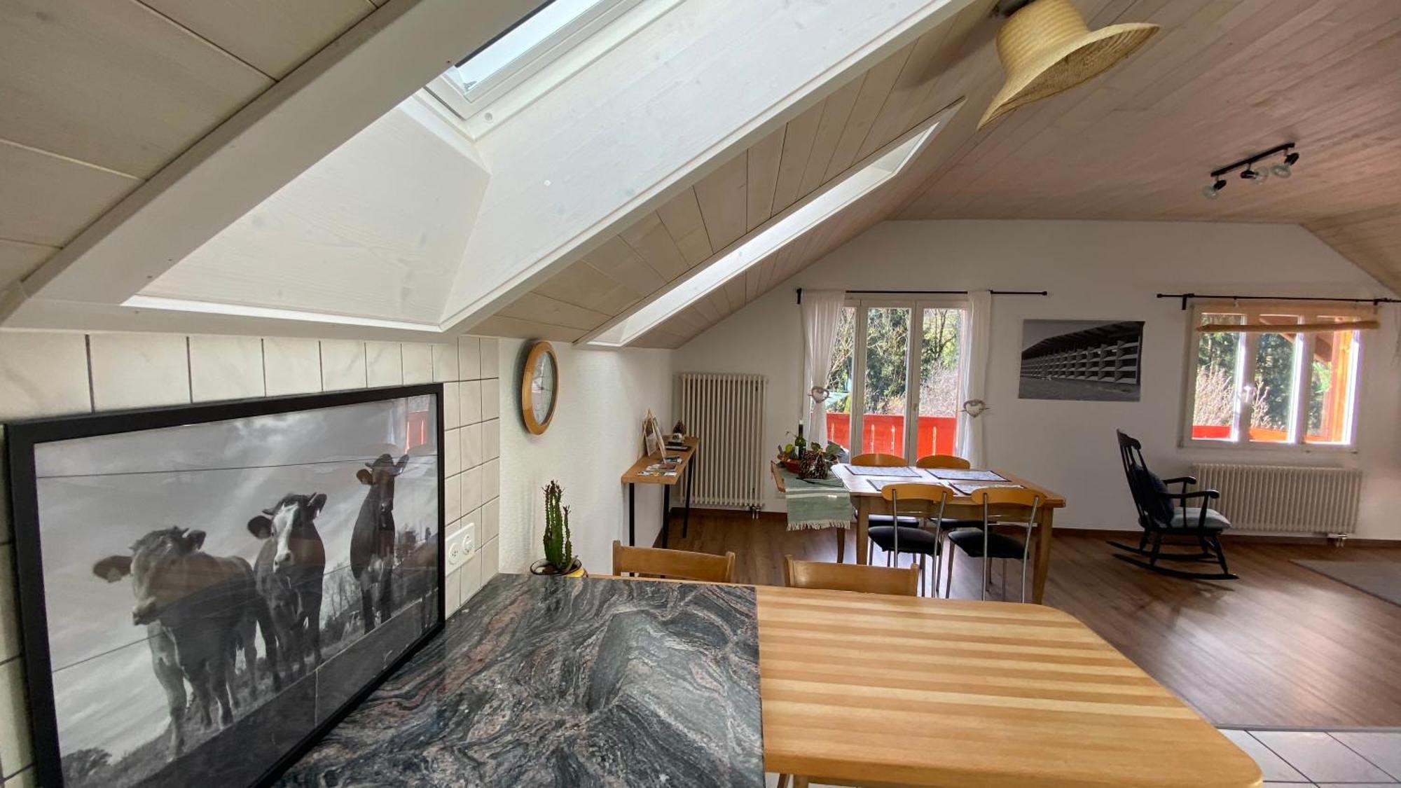 Naturnahe Familienwohnung Ruschegg Exteriör bild